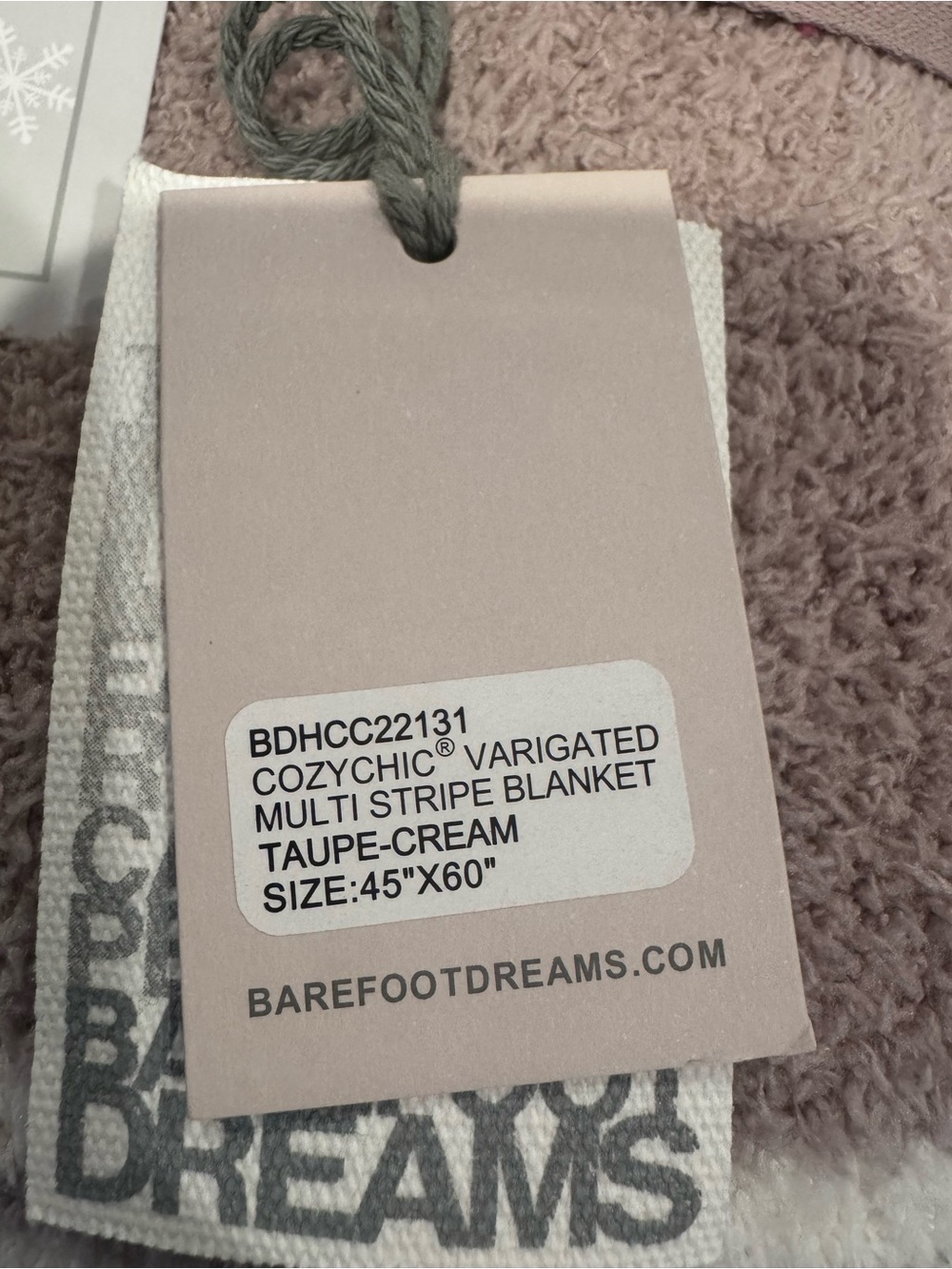 Barefoot Dreams CozyChic Variegated Multi Stripe Blanket Taupe Cream NWT 45x60 - Picture 7 of 8